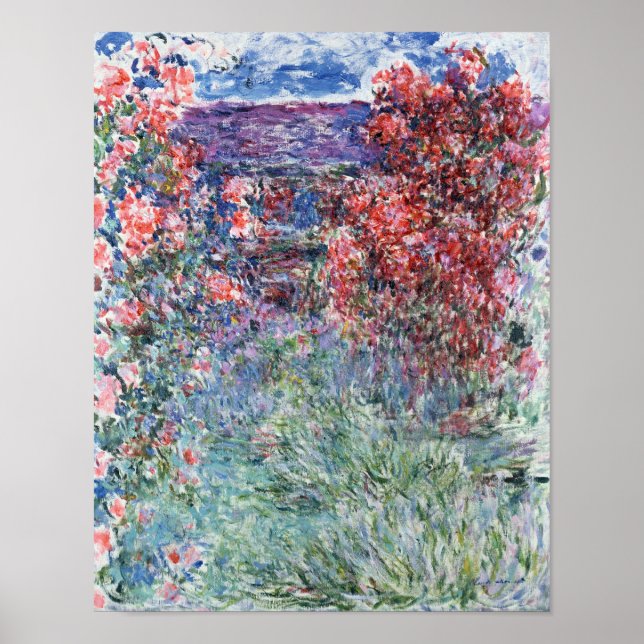 Claude Monet | Haus in Giverny unter den Rose Poster (Vorne)