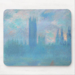 Claude Monet. Häuser des Parlaments London. Blau Mousepad