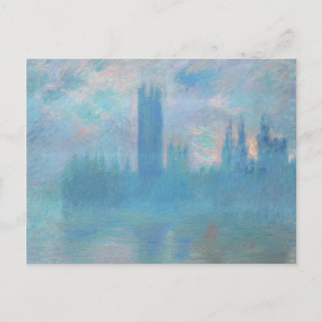 Claude Monet. Häuser des Parlaments London. Blau Postkarte (Vorderseite)