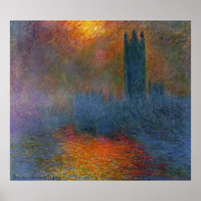 Claude Monet - Häuser des Parlaments Poster (Vorne)