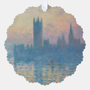 Claude Monet Häuser des Parlaments Sonnenuntergang Ornament Karte