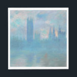 Claude Monet Houses of Parliament London. Blau Serviette<br><div class="desc">Claude Monet "Houses of Parliament,  London" Servietten. Blaue Stadtlandschaft impressionistische Kunst.</div>