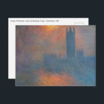 Claude Monet - Houses of Parliament London Postkarte<br><div class="desc">Parlamentshäuser,  London,  Sun Breaking Through / Londres,  le Parlement,  Trouée de soleil dans le brouillard von Claude Monet im Jahr 1904</div>
