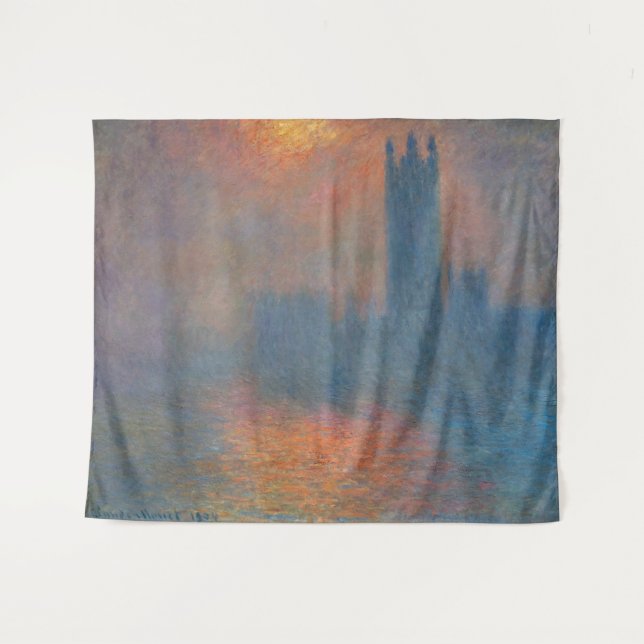 Claude Monet - Houses of Parliament London Wandteppich (Vorderseite (Horizontal))