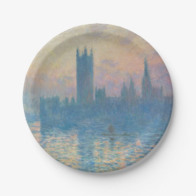 Claude Monet Houses of Parliament Sunset Pappteller (Vorderseite)