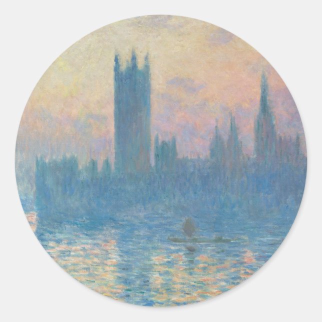 Claude Monet Houses of Parliament Sunset Runder Aufkleber (Vorderseite)