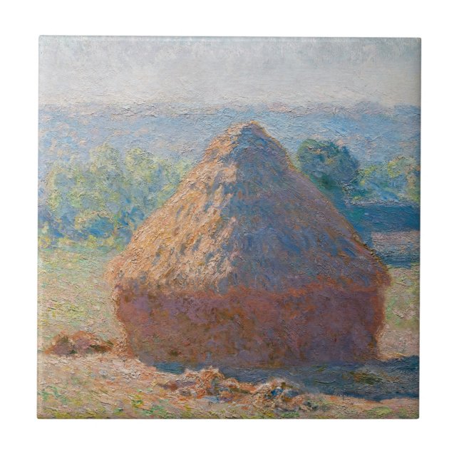 Claude Monet - Hystacks, Ende des Sommers Fliese (Vorderseite)