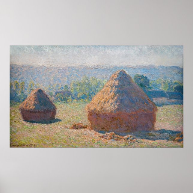 Claude Monet - Hystacks, Ende des Sommers Poster (Vorne)