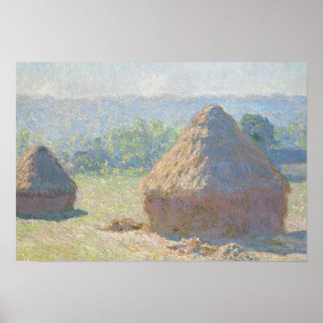 Claude Monet - Hystacks, Ende des Sommers Poster (Vorne)