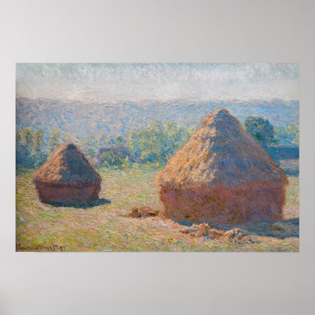 Claude Monet - Hystacks, Ende des Sommers Poster (Vorne)