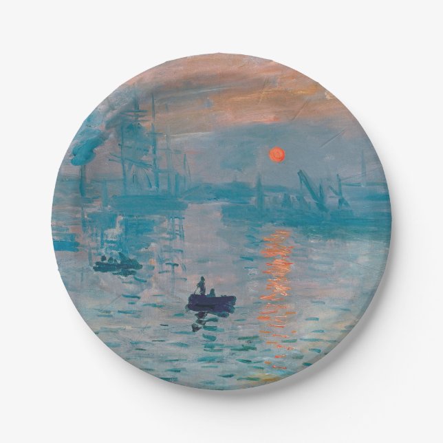 Claude Monet Impression Sunrise French Pappteller (Vorderseite)