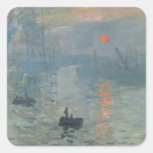 Claude Monet Impression Sunrise Soleil Levant Quadratischer Aufkleber