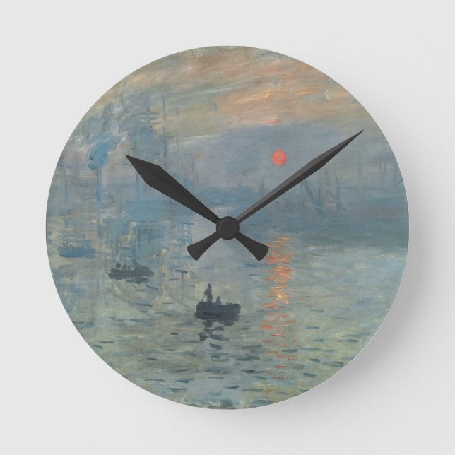 Claude Monet Impression Sunrise Soleil Levant Runde Wanduhr (Vorderseite)