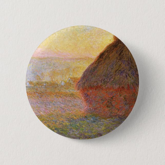 Claude Monet Impressionist Painting Graystaks I Button (Vorderseite)