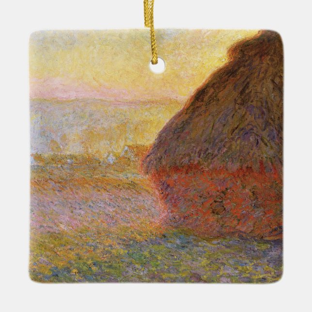 Claude Monet Impressionist Painting Graystaks I Keramikornament (Vorderseite)