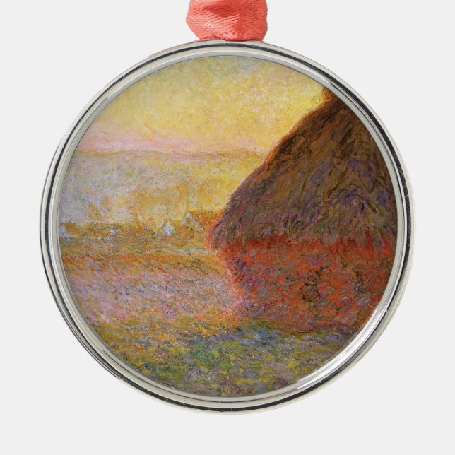 Claude Monet Impressionist Painting Graystaks I Ornament Aus Metall (Vorne)