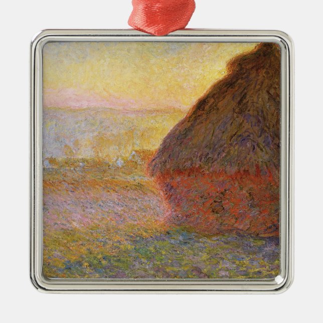 Claude Monet Impressionist Painting Graystaks I Ornament Aus Metall (Vorne)