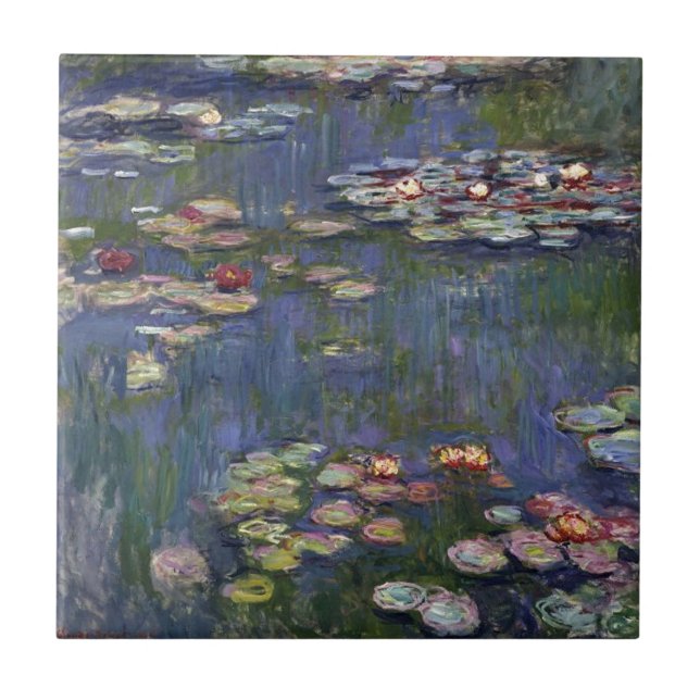 Claude Monet impressionistische Lilien des Wassers Fliese (Vorderseite)