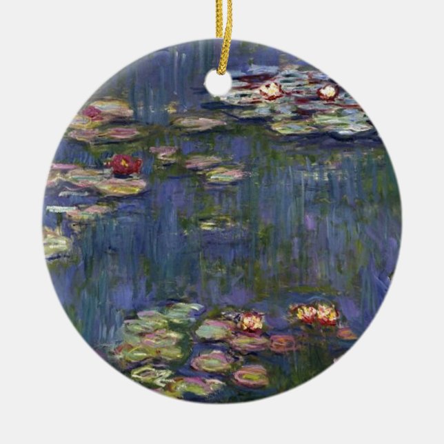 Claude Monet impressionistische Lilien des Wassers Keramik Ornament (Vorne)