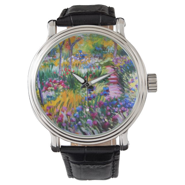 Claude Monet: Iris Garden von Giverny Armbanduhr (Vorderseite)
