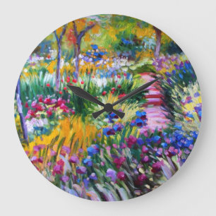 Claude Monet: Iris Garden von Giverny Große Wanduhr