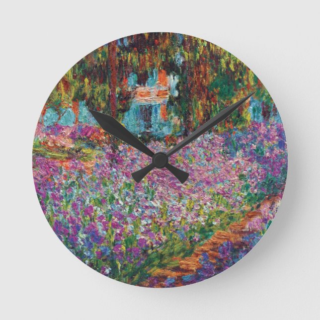Claude Monet - Iris Monets in der Garten-schönen Runde Wanduhr (Vorderseite)