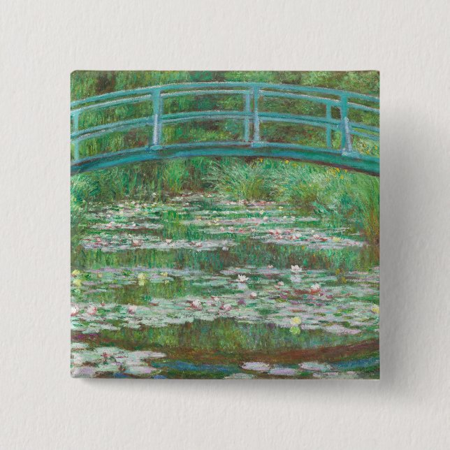 Claude Monet Japanese Footbridge. Impressionismus Button (Vorderseite)