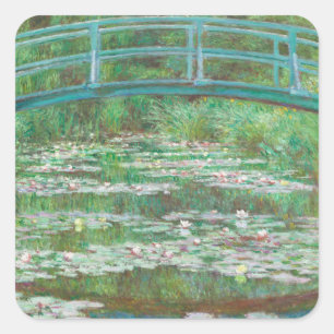 Claude Monet Japanese Footbridge. Impressionismus Quadratischer Aufkleber