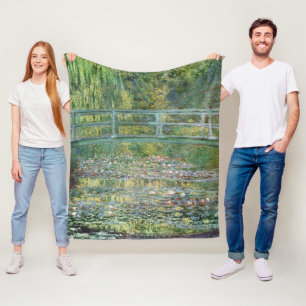 Claude Monet Japanische Brücke Seerosen Kunst Fleecedecke