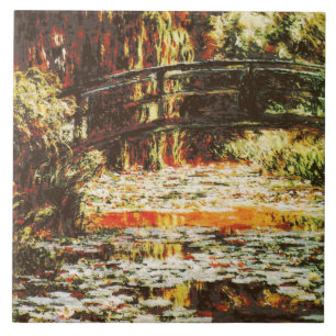 Claude Monet - Japanische Brücke und Wasserlilili Fliese