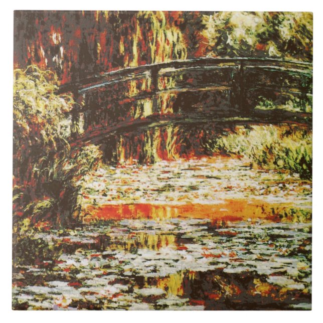 Claude Monet - Japanische Brücke und Wasserlililik Fliese (Vorderseite)