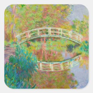 Claude Monet - Japanische Fußgängerbrücke, Giverny Quadratischer Aufkleber