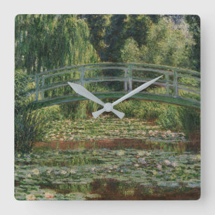 Claude Monet Japanische Fußgängerbrücke & Seerosen Quadratische Wanduhr