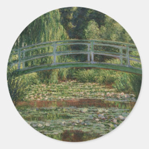Claude Monet Japanische Fußgängerbrücke & Seerosen Runder Aufkleber