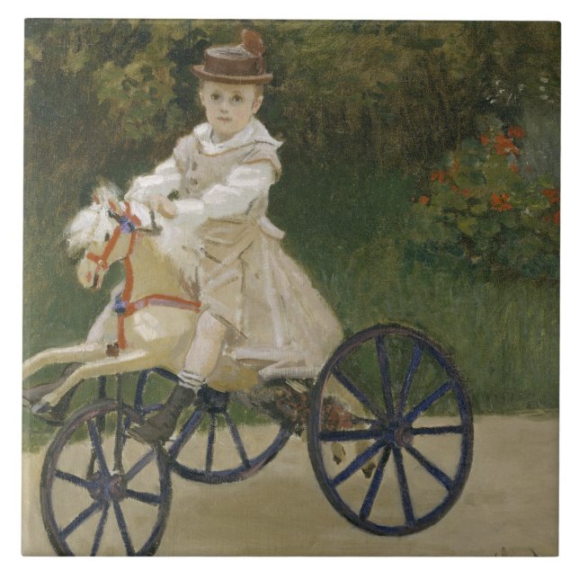 Claude Monet - Jean Monet über sein Hobby-Pferd Fliese (Vorderseite)
