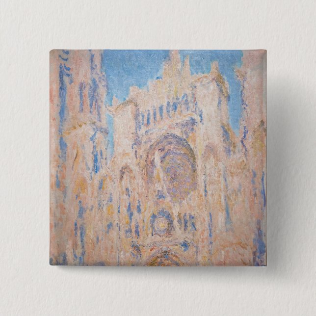 Claude Monet - Kathedrale Rouen bei Sonnenuntergan Button (Vorderseite)