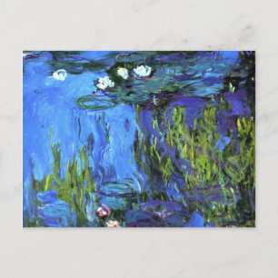 Claude Monet Kunst: Seerosen, blaues Indigo Postkarte