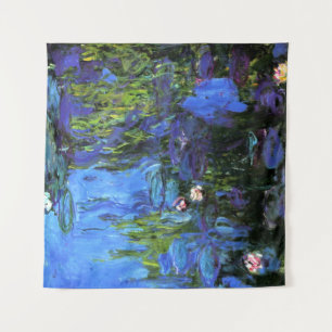 Claude Monet Kunst: Seerosen, blaues Indigo Wandteppich