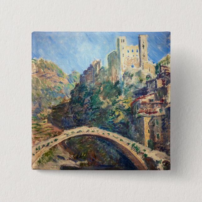Claude Monet Kunstwerk - Das Schloss von Dolceacqu Button (Vorderseite)