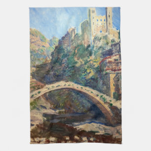 Claude Monet Kunstwerk - Das Schloss von Dolceacqu Geschirrtuch