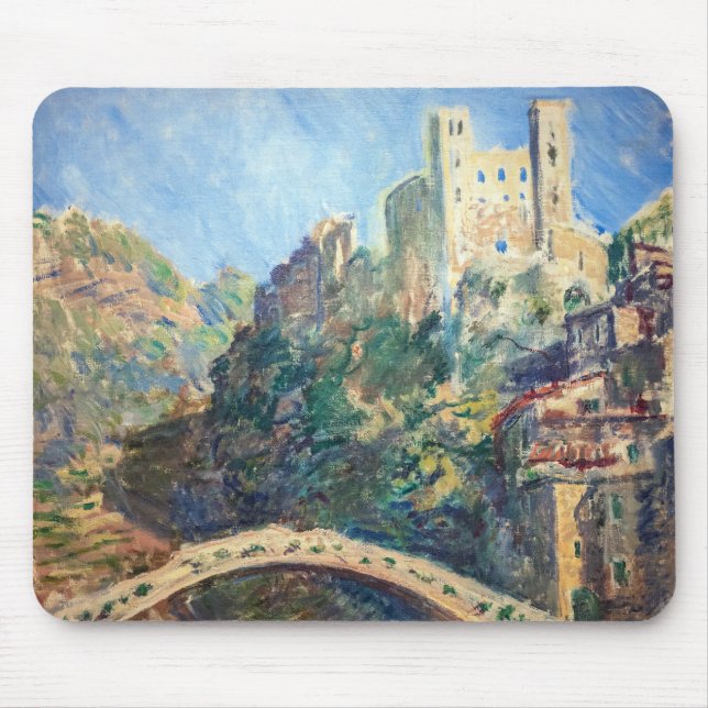 Claude Monet Kunstwerk - Das Schloss von Dolceacqu Mousepad (Vorne)