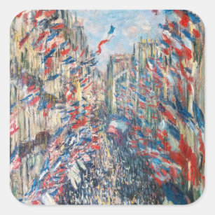 Claude Monet - La Rue Montorgueil - Paris Quadratischer Aufkleber