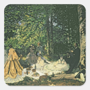 Claude Monet   Le Dejeuner sur l'Herbe, 1865-1866 Quadratischer Aufkleber