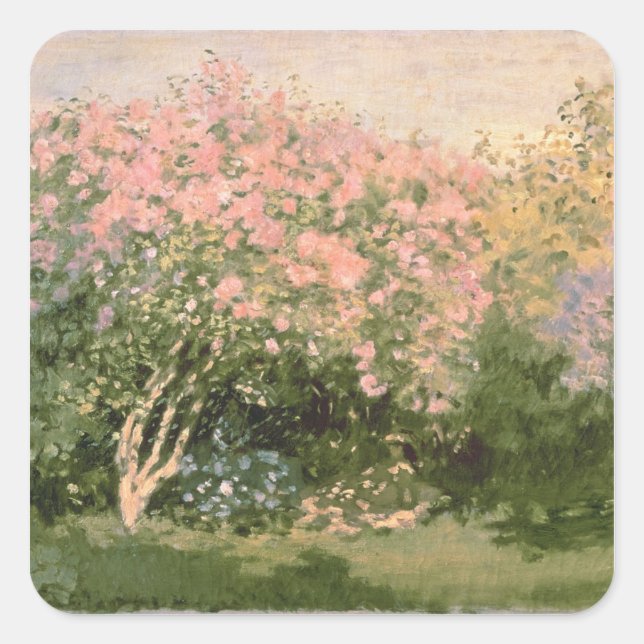 Claude Monet | Lilac in the Sun, 1873 Quadratischer Aufkleber (Vorderseite)