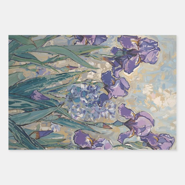 Claude Monet - Lilac Irises / Iris Mauves Geschenkpapier Set (Vorderseite)