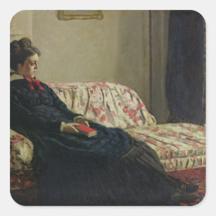 Claude Monet   Meditation oder Madame Monet Quadratischer Aufkleber
