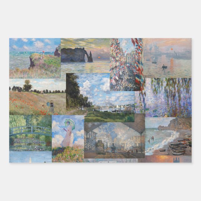 Claude Monet - Meisterwerke Patchwork Geschenkpapier Set (Vorderseite)