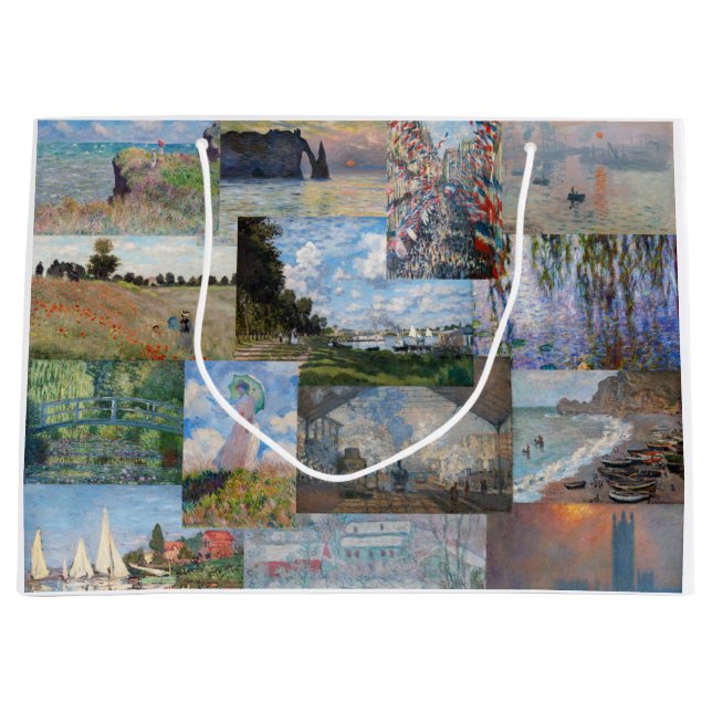 Claude Monet - Meisterwerke Patchwork Große Geschenktüte (Vorderseite)