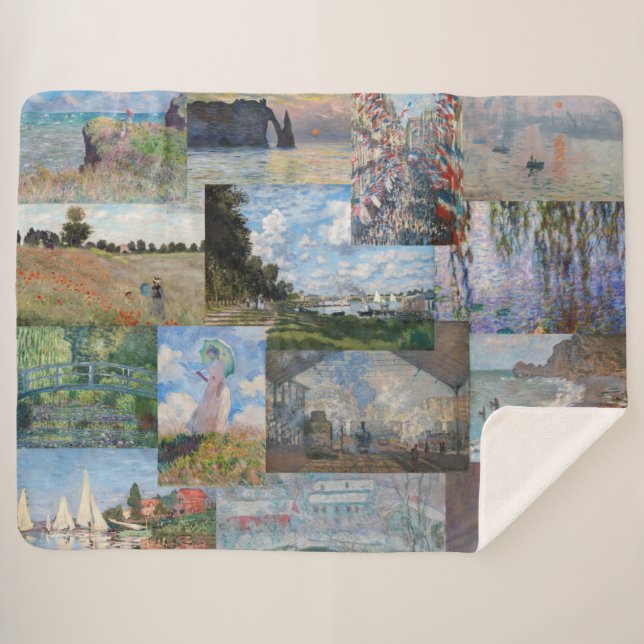 Claude Monet - Meisterwerke Patchwork Sherpadecke (Vorderseite (Horizontal))