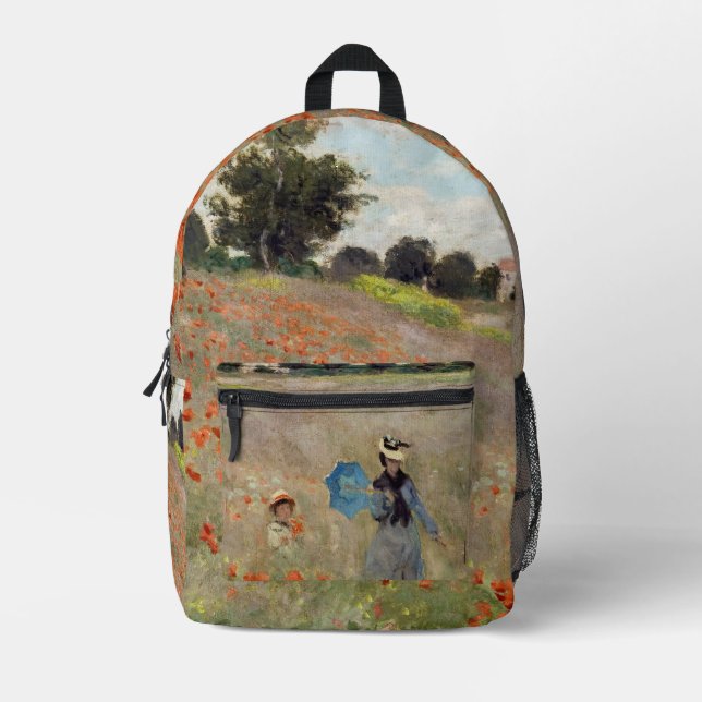 Claude Monet - Mohnfeld Bedruckter Rucksack (Vorderseite)